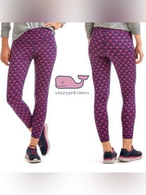 Youth M, Vineyard Vines Pink & Navy Whale patterned Leggings